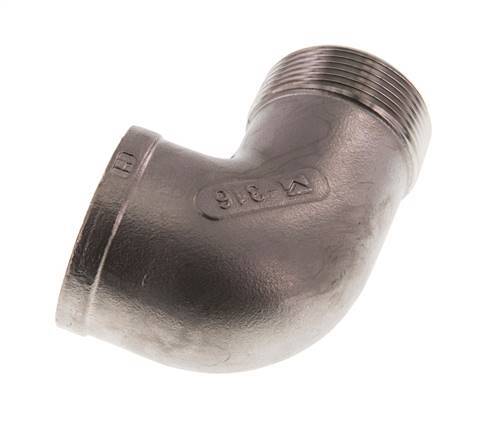 Rp 1 1/2'' x R 1 1/2'' F/M Codo de 90 grados de acero inoxidable 10 Bar