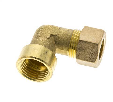 G 1/2'' x 14mm Brass 90 deg Elbow Compression Fitting 89 Bar DIN EN 1254-2