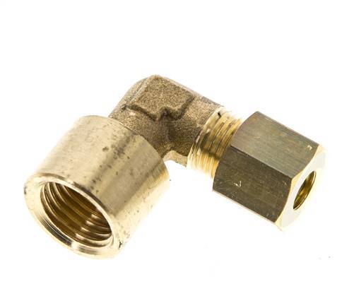 G 1/4'' x 6mm Codo de latón de 90 grados de compresión 150 Bar DIN EN 1254-2