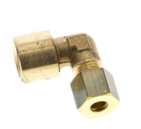 G 1/4'' x 6mm Codo de latón de 90 grados de compresión 150 Bar DIN EN 1254-2