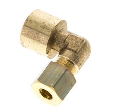 G 1/4'' x 6mm Codo de latón de 90 grados de compresión 150 Bar DIN EN 1254-2