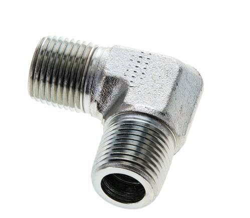 1/2'' NPT Male Zinc plated Steel 90 deg Elbow Fitting 225 Bar - Hydraulic