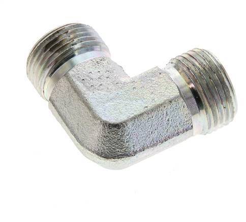 UN 13/16''-16 Male Zinc plated Steel 90 deg Elbow Fitting ORFS 630 Bar - Hydraulic