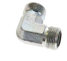 UN 13/16''-16 Male Zinc plated Steel 90 deg Elbow Fitting ORFS 630 Bar - Hydraulic