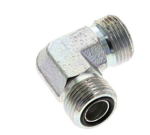 UN 13/16''-16 Male Zinc plated Steel 90 deg Elbow Fitting ORFS 630 Bar - Hydraulic