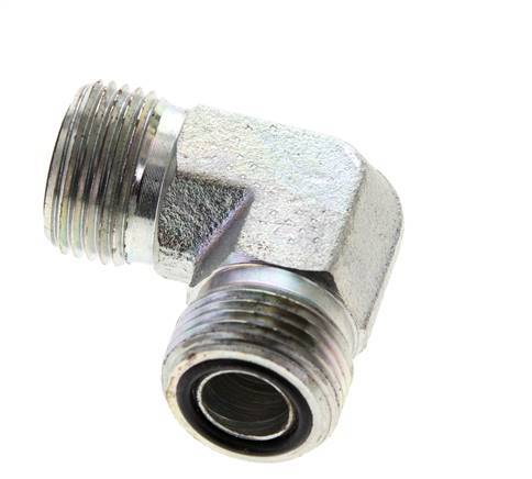 UN 13/16''-16 Male Zinc plated Steel 90 deg Elbow Fitting ORFS 630 Bar - Hydraulic