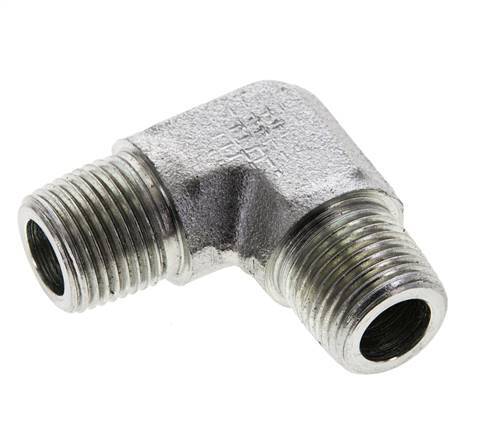 3/8'' NPT Male Zinc plated Steel 90 deg Elbow Fitting 250 Bar - Hydraulic