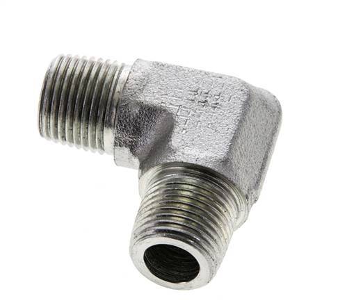 3/8'' NPT Male Zinc plated Steel 90 deg Elbow Fitting 250 Bar - Hydraulic