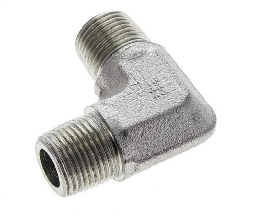 racor de 90 grados de acero galvanizado de 3/8'' NPT macho 250 Bar - Hidráulico