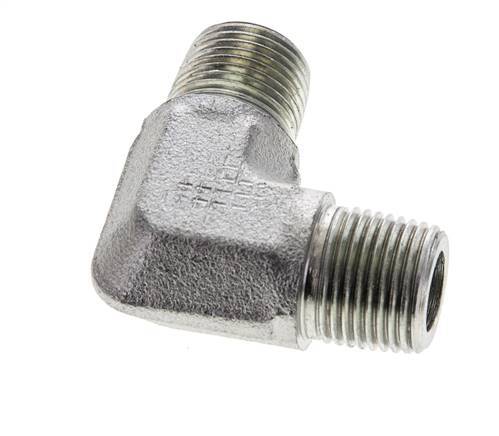 3/8'' NPT Male Zinc plated Steel 90 deg Elbow Fitting 250 Bar - Hydraulic