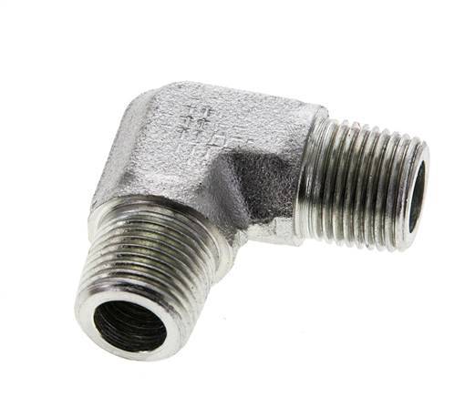 3/8'' NPT Male Zinc plated Steel 90 deg Elbow Fitting 250 Bar - Hydraulic