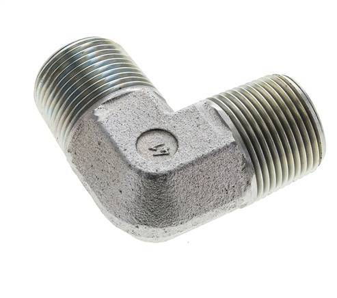 1'' NPT Male Zinc plated Steel 90 deg Elbow Fitting 160 Bar - Hydraulic