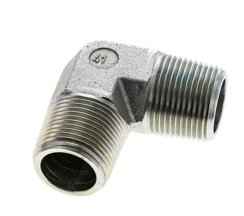 1'' NPT Male Zinc plated Steel 90 deg Elbow Fitting 160 Bar - Hydraulic