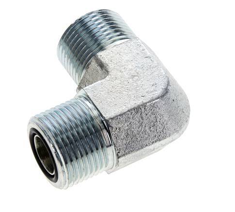 UNS 1''-14 Male Zinc plated Steel 90 deg Elbow Fitting ORFS 400 Bar - Hydraulic