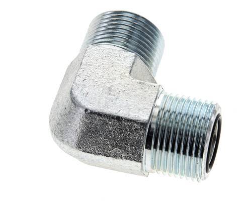 UNS 1''-14 Male Zinc plated Steel 90 deg Elbow Fitting ORFS 400 Bar - Hydraulic