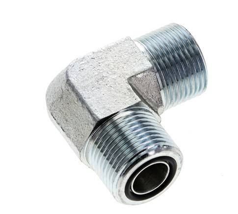 UNS 1''-14 Male Zinc plated Steel 90 deg Elbow Fitting ORFS 400 Bar - Hydraulic
