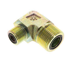 UN 1-3/16''-12 x UN 13/16''-16 Male Zinc plated Steel 90 deg Elbow Fitting ORFS 400 Bar - Hydraulic
