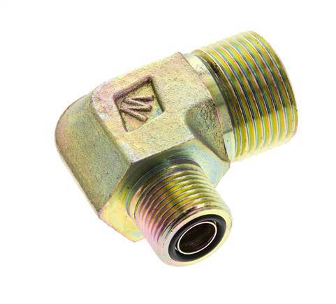 UN 1-3/16''-12 x UN 13/16''-16 Macho Codo de 90 grados de acero galvanizado ORFS 400 Bar - Hidráulico
