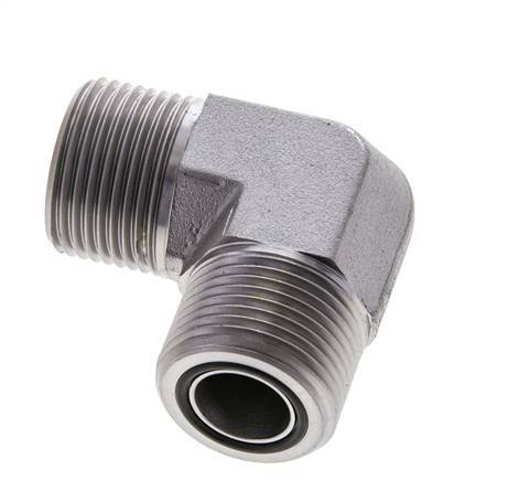 UN 1-3/16''-12 Male Zinc plated Steel 90 deg Elbow Fitting ORFS 400 Bar - Hydraulic