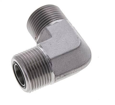 UN 1-3/16''-12 Male Zinc plated Steel 90 deg Elbow Fitting ORFS 400 Bar - Hydraulic