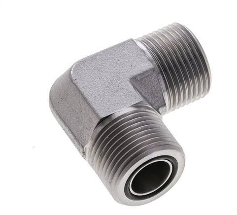 UN 1-3/16''-12 Male Zinc plated Steel 90 deg Elbow Fitting ORFS 400 Bar - Hydraulic