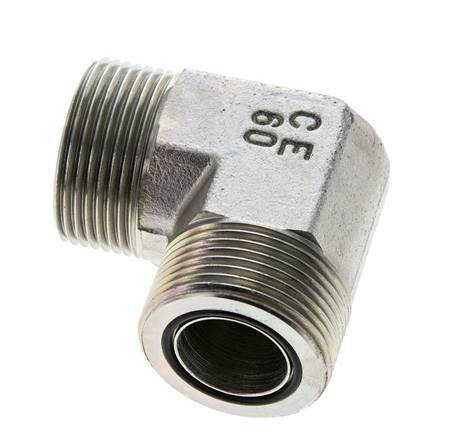 UN 1-7/16''-12 Male Zinc plated Steel 90 deg Elbow Fitting ORFS 400 Bar - Hydraulic