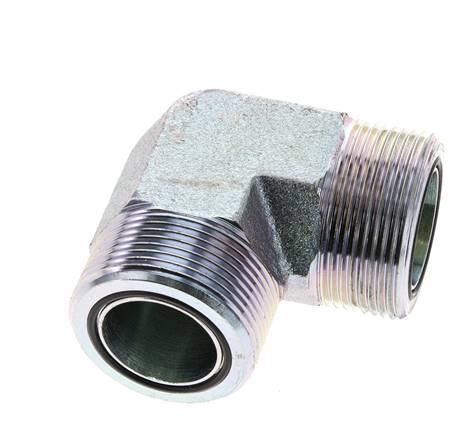 UN 1-11/16''-12 Male Zinc plated Steel 90 deg Elbow Fitting ORFS 250 Bar - Hydraulic