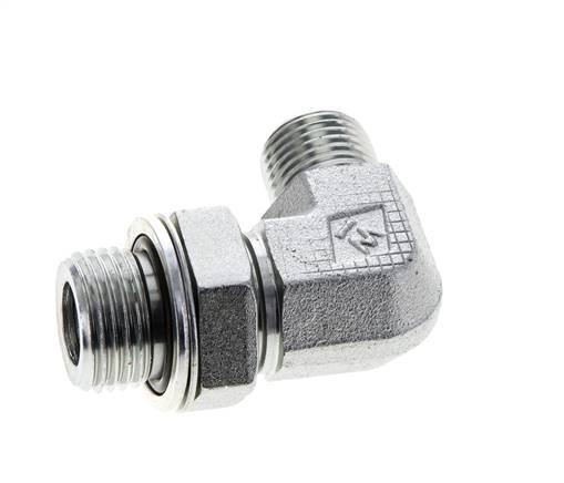 UN 11/16''-16 x G 1/2'' Macho Codo de 90 grados de acero galvanizado ORFS 400 Bar - Hidráulico
