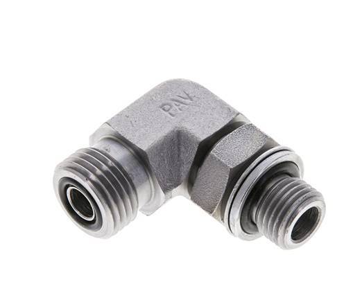 UN 11/16''-16 x G 1/4'' Male Zinc plated Steel 90 deg Elbow Fitting ORFS 400 Bar - Hydraulic
