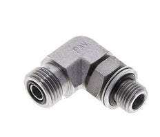 UN 11/16''-16 x G 1/4'' Male Zinc plated Steel 90 deg Elbow Fitting ORFS 400 Bar - Hydraulic