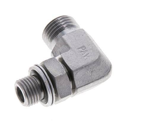 UN 11/16''-16 x G 1/4'' Male Zinc plated Steel 90 deg Elbow Fitting ORFS 400 Bar - Hydraulic