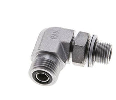 UN 11/16''-16 x G 1/4'' Male Zinc plated Steel 90 deg Elbow Fitting ORFS 400 Bar - Hydraulic