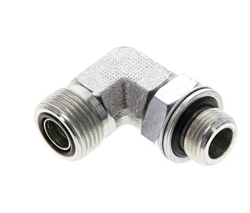 UN 13/16''-16 x G 3/8'' Male Zinc plated Steel 90 deg Elbow Fitting ORFS 400 Bar - Hydraulic