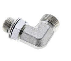 UN 13/16''-16 x G 3/8'' Male Zinc plated Steel 90 deg Elbow Fitting ORFS 400 Bar - Hydraulic