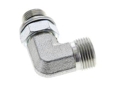 UN 13/16''-16 x G 3/8'' Male Zinc plated Steel 90 deg Elbow Fitting ORFS 400 Bar - Hydraulic