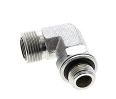 UN 13/16''-16 x G 3/8'' Male Zinc plated Steel 90 deg Elbow Fitting ORFS 400 Bar - Hydraulic