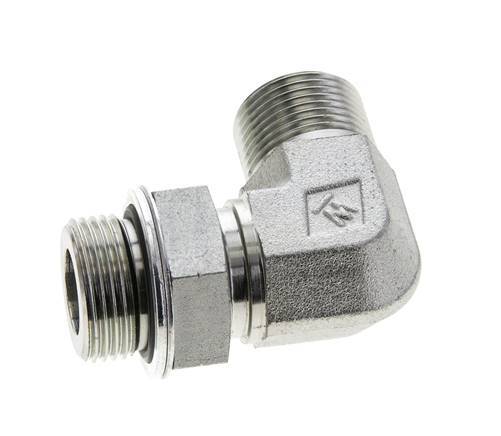 UNS 1''-14 x G 3/4'' Male Zinc plated Steel 90 deg Elbow Fitting ORFS 400 Bar - Hydraulic