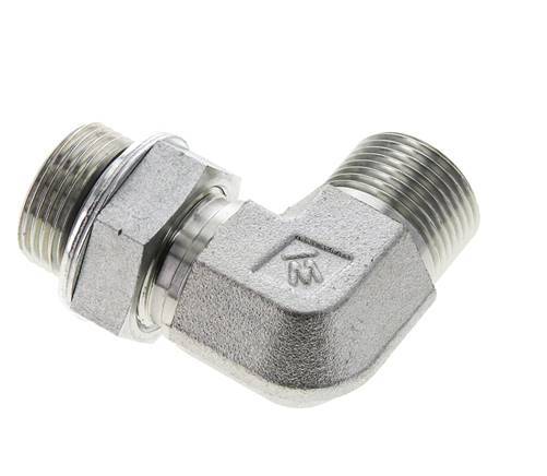 UNS 1''-14 x G 3/4'' Male Zinc plated Steel 90 deg Elbow Fitting ORFS 400 Bar - Hydraulic