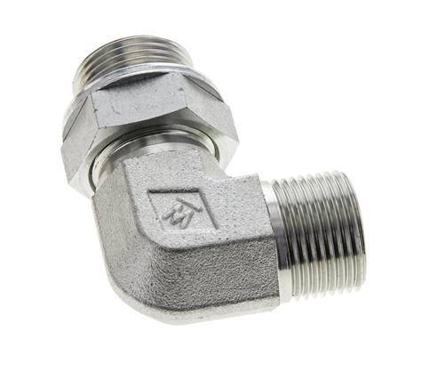 UNS 1''-14 x G 3/4'' Male Zinc plated Steel 90 deg Elbow Fitting ORFS 400 Bar - Hydraulic