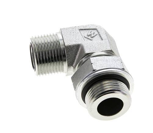 UNS 1''-14 x G 3/4'' Male Zinc plated Steel 90 deg Elbow Fitting ORFS 400 Bar - Hydraulic