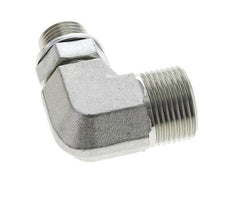 UN 1-3/16''-12 x G 1/2'' Male Zinc plated Steel 90 deg Elbow Fitting ORFS 400 Bar - Hydraulic