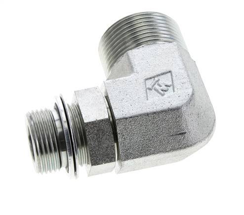 UN 1-7/16''-12 x G 3/4'' Macho Codo de 90 grados de acero galvanizado ORFS 315 Bar - Hidráulico