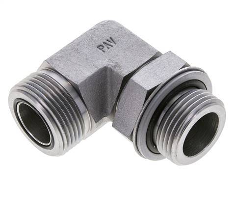 UN 1-7/16''-12 x G 1'' Male Zinc plated Steel 90 deg Elbow Fitting ORFS 315 Bar - Hydraulic