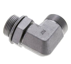 UN 1-7/16''-12 x G 1'' Male Zinc plated Steel 90 deg Elbow Fitting ORFS 315 Bar - Hydraulic