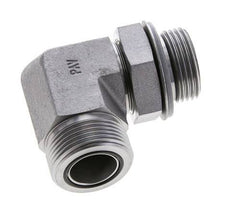 UN 1-7/16''-12 x G 1'' Male Zinc plated Steel 90 deg Elbow Fitting ORFS 315 Bar - Hydraulic