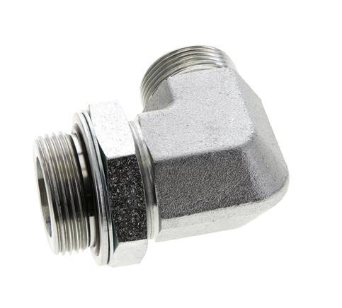 UN 1-7/16''-12 x G 1 1/4'' Male Zinc plated Steel 90 deg Elbow Fitting ORFS 250 Bar - Hydraulic