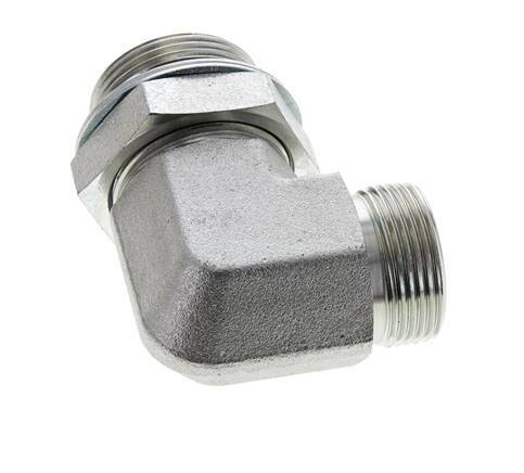 UN 1-7/16''-12 x G 1 1/4'' Male Zinc plated Steel 90 deg Elbow Fitting ORFS 250 Bar - Hydraulic