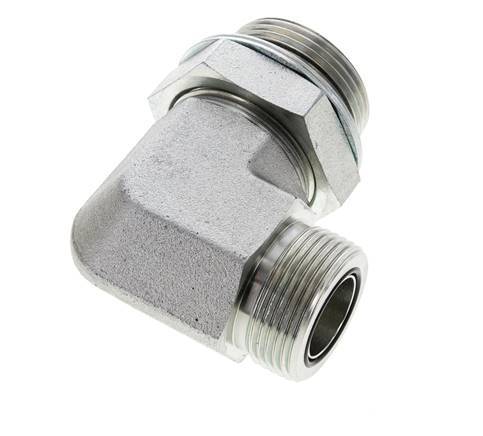 UN 1-7/16''-12 x G 1 1/4'' Male Zinc plated Steel 90 deg Elbow Fitting ORFS 250 Bar - Hydraulic