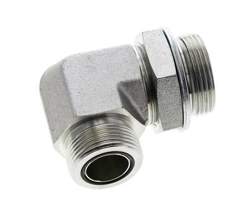 UN 1-7/16''-12 x G 1 1/4'' Macho Codo de 90 grados de acero galvanizado ORFS 250 Bar - Hidráulico