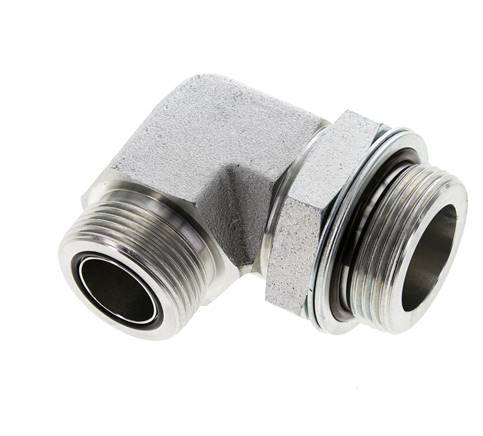 UN 1-7/16''-12 x G 1 1/4'' Male Zinc plated Steel 90 deg Elbow Fitting ORFS 250 Bar - Hydraulic
